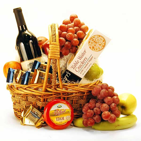 Cheese, Wine and Fruit Gourmet Basket